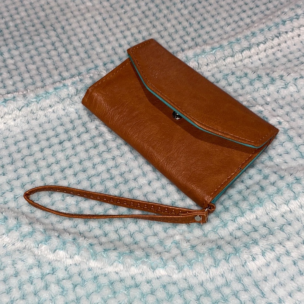 Brown and teal wallet